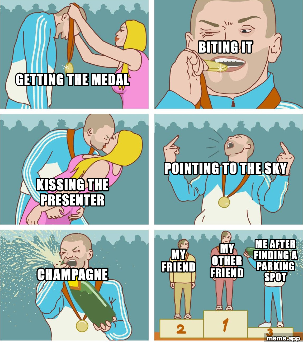 3rd place celebration meme for finishing a report ten minutes early and treating it like a championship win