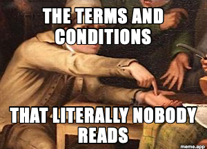 Angry Man Pointing at Hand classical painting meme about terms and conditions nobody reads