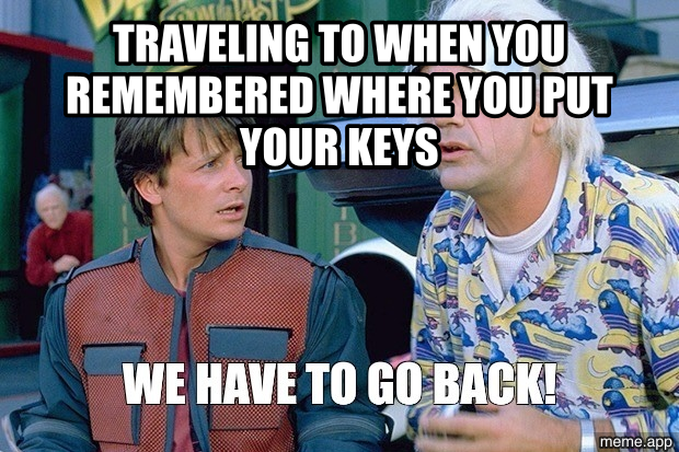 Back to the Future captioned meme about remembering old embarrassments