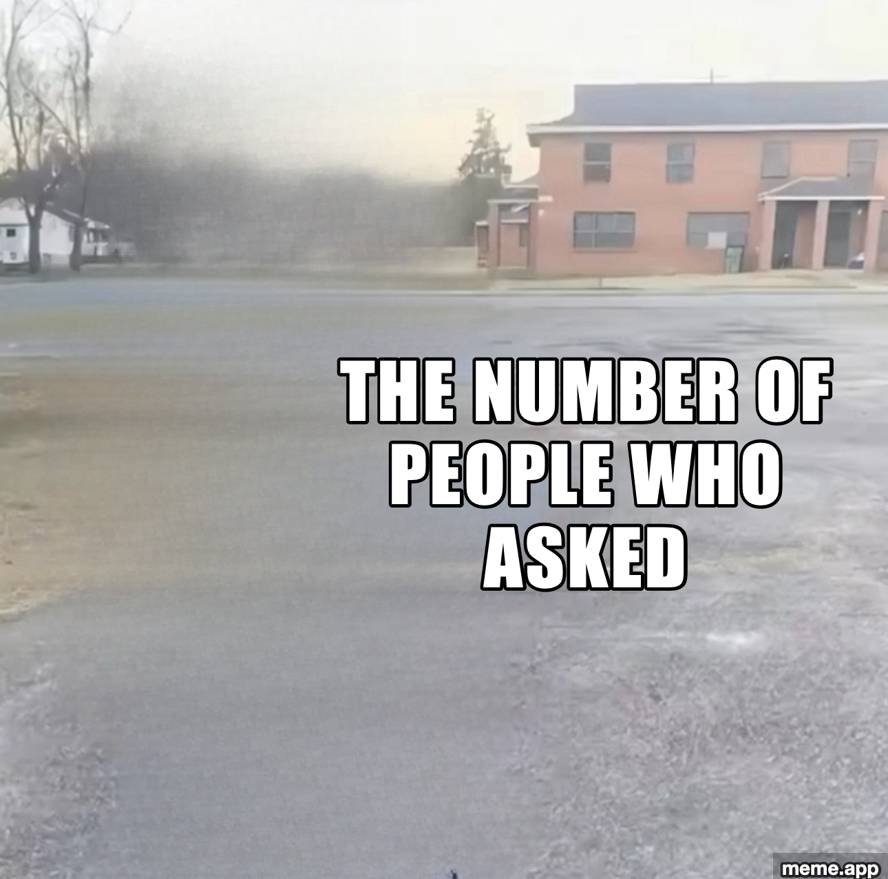 SYBAU meme showing an empty parking lot representing the number of people who asked