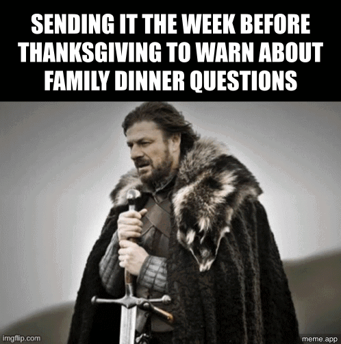 Animated Brace Yourselves captioned GIF about Halloween stores appearing everywhere