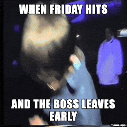 Dancin' Bois GIF meme celebrating Friday when the boss leaves early