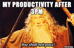Animated Gandalf You Shall Not Pass GIF about productivity after 3pm