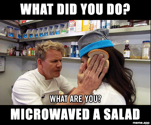 Animated Gordon Ramsay Idiot Sandwich GIF about someone who microwaved a salad