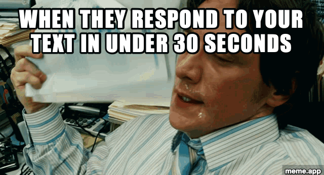 James McAvoy fanning himself GIF meme about getting a fast text reply