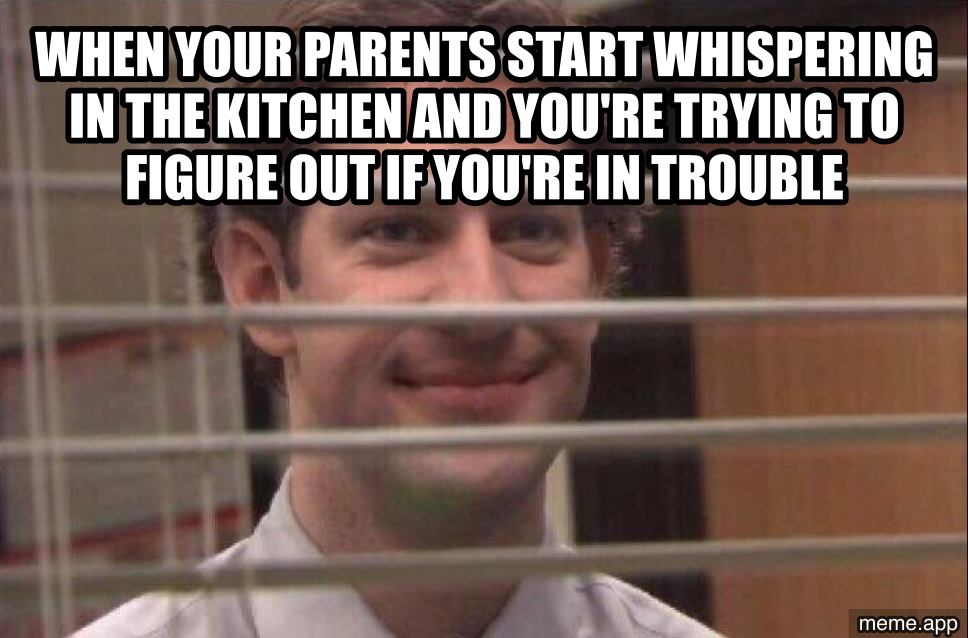 Jim Halpert looking through blinds while a coworker argues with the boss