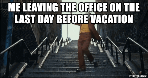 Animated Joaquin Phoenix Joker Dance GIF meme about leaving the office before vacation