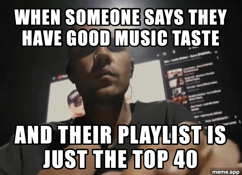 Justin Bieber Coachella Laptop meme about judging someone whose playlist is just the top 40