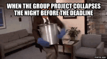 Animated Kevin Spills Chili GIF representing trying and failing to keep it together