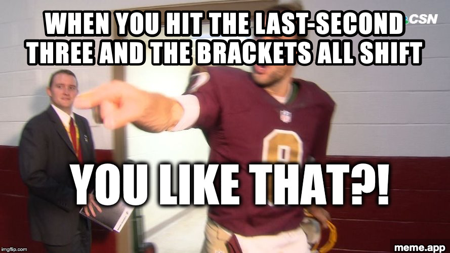 Kirk Cousins You Like That captioned meme about hitting a last-second three pointer