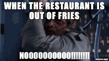 Animated Luke Skywalker Nooo GIF about a restaurant being out of fries