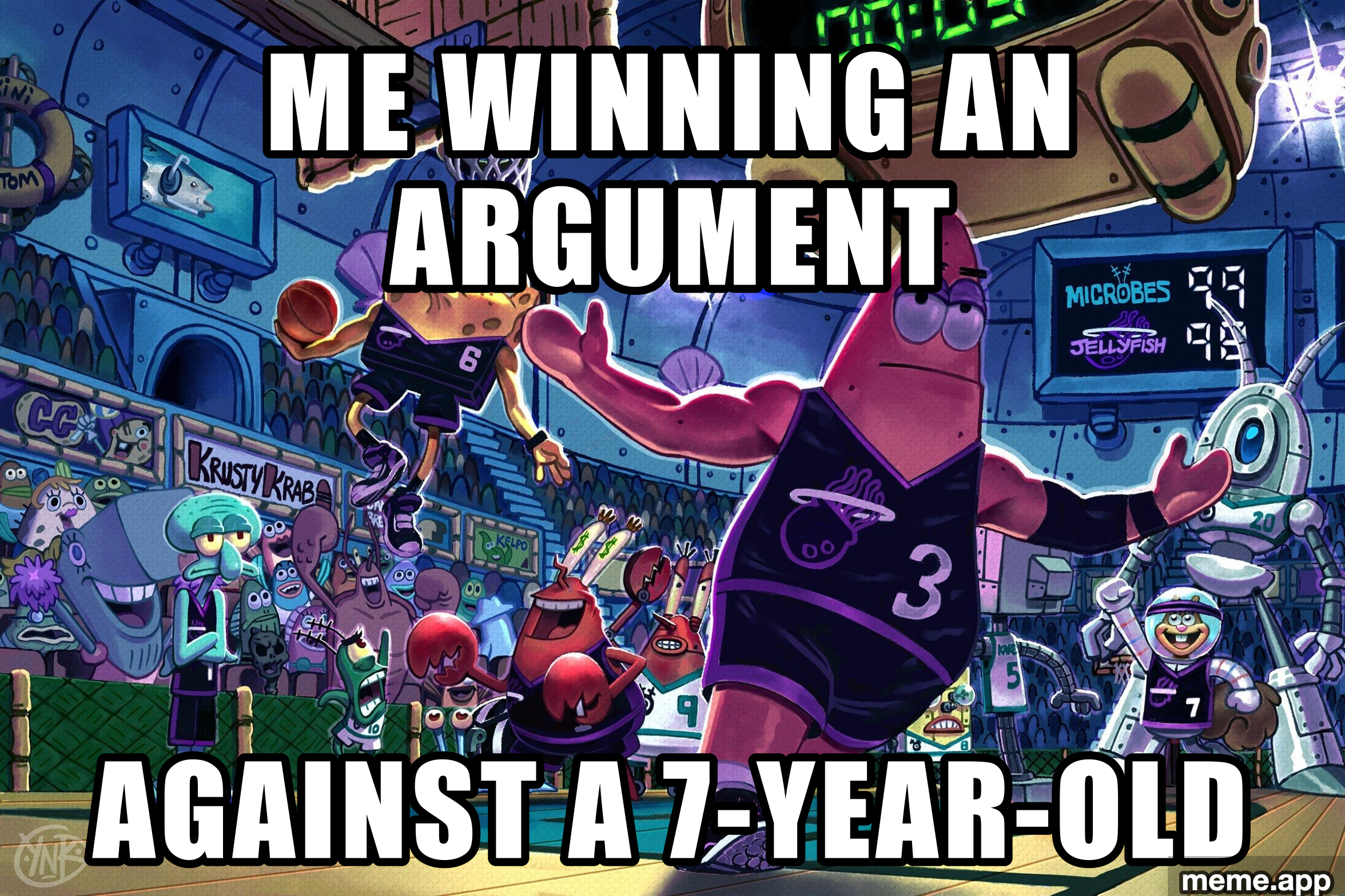 Patrick Star Dunk meme about winning an argument against a seven year old