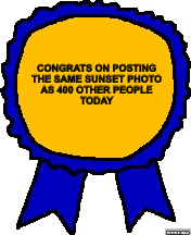 Posted It Again Award ribbon meme congratulating someone for posting another sunset photo