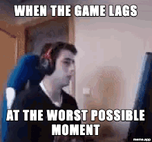 Rage Table Smash GIF: gamer slams desk, captioned "When the game lags / At the worst possible moment"