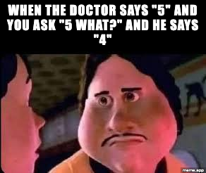 Reginald Skulinski eating meme reacting to a doctor counting down from 5