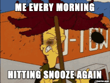Animated Sideshow Bob Rakes GIF about hitting snooze every morning