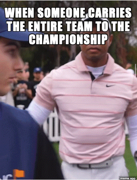 Tiger Woods Big Dog GIF about someone carrying the entire team to the championship