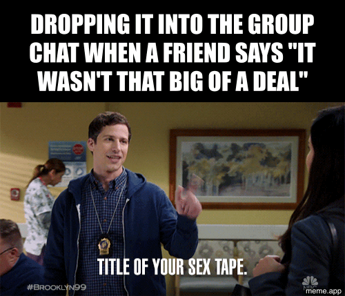 Animated "Title of your sex tape" GIF reacting to someone saying something was harder than expected