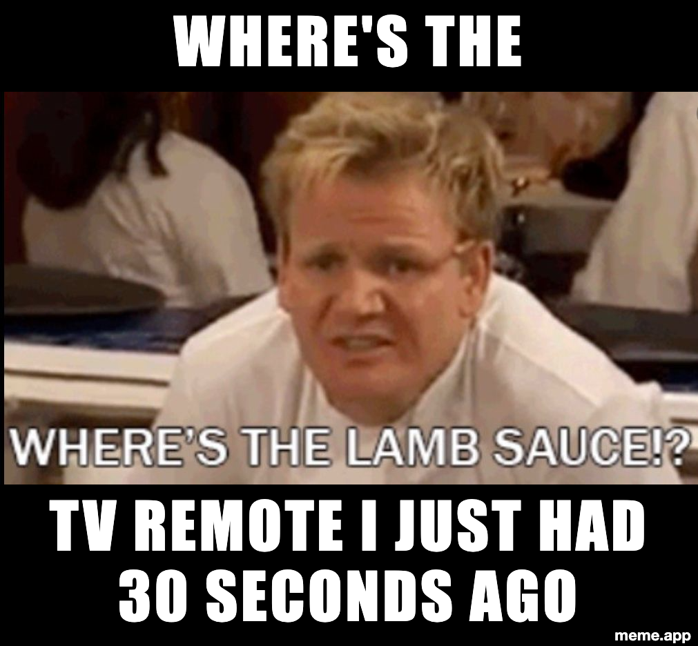Where's The Lamb Sauce meme about losing the TV remote you just had 30 seconds ago
