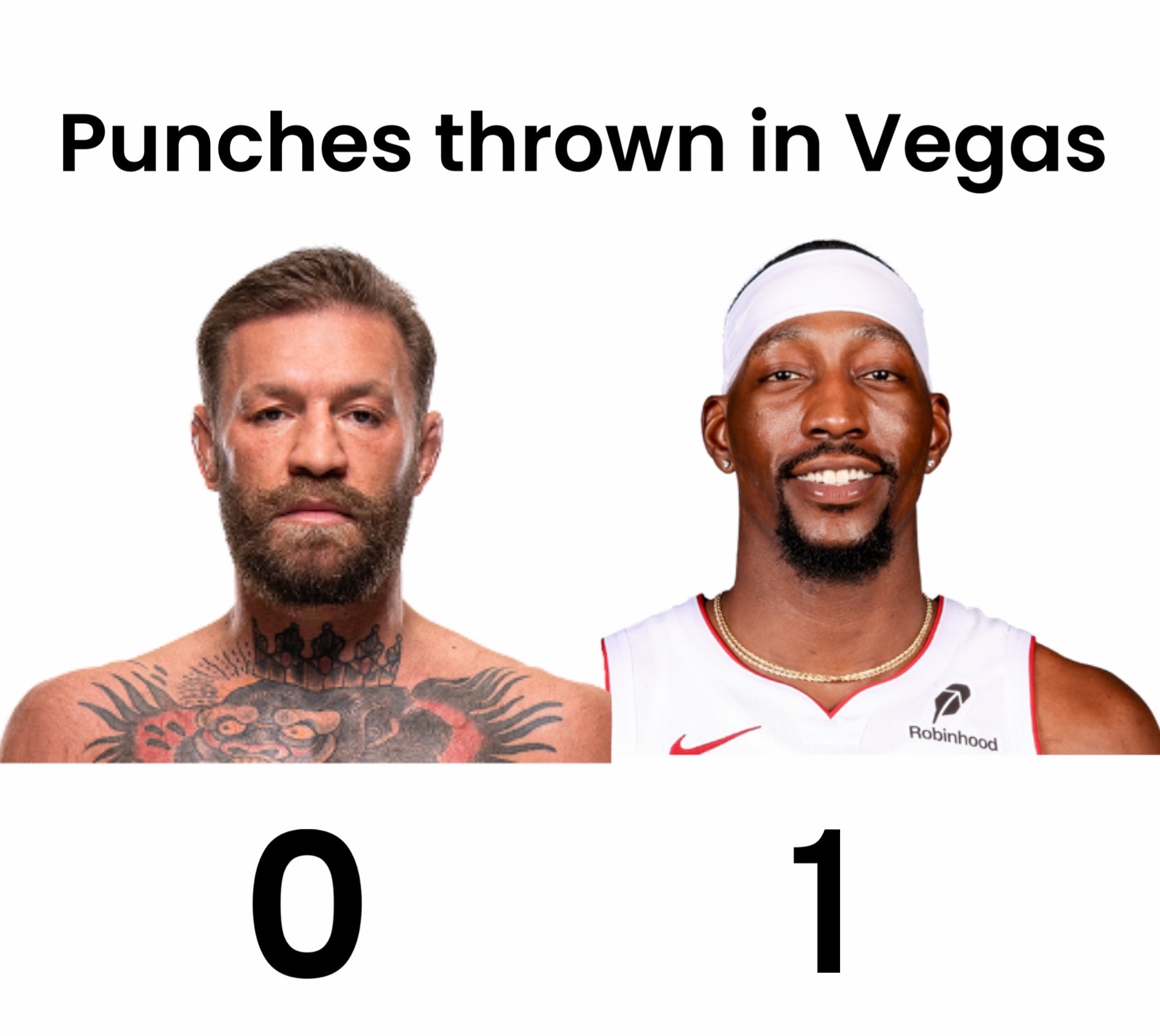 Punches thrown in Vegas: McGregor 0, Bam Adebayo 1