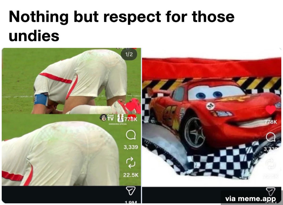 Grass-stained shorts reveal Lightning McQueen underwear: nothing but respect for those undies
