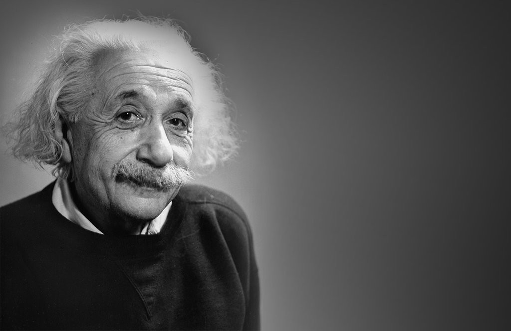 Albert Einstein Quotes meme template - Albert Einstein stares out from a classic black and white photograph, wild white hair in full effect, expression carrying the