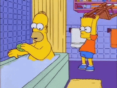 Bart Hits Homer With Chair GIF meme template