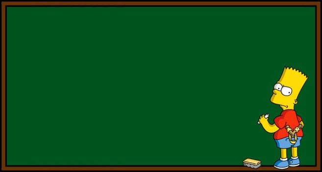 Bart Simpson Chalkboard meme template - A wide green chalkboard framed in dark wood takes up most of the image. Eight horizontal ruled lines cross the left side of t