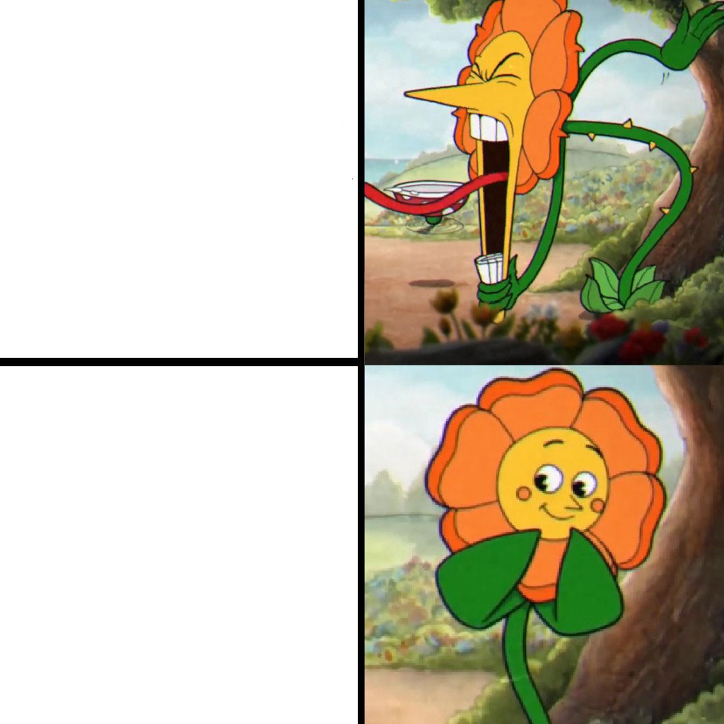 Cuphead Flower meme template