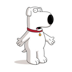 Family Guy Brian meme template - Brian Griffin from Family Guy sitting upright with a calm, slightly superior expression directed at the viewer. He is a white