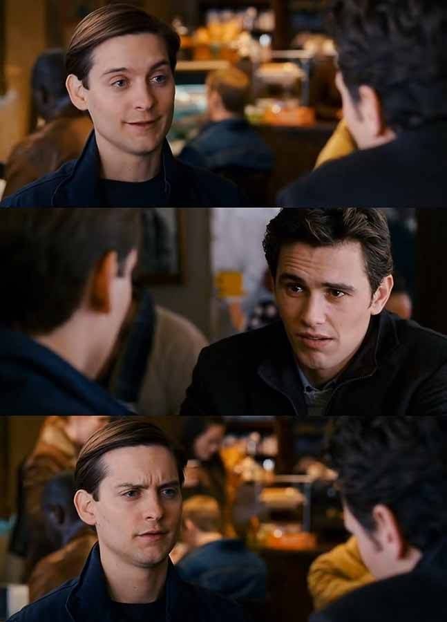 Harry You Don't Need To Sell It To Me meme template - Three panels from Sam Raimi's Spider-Man films. Left panel: Peter Parker mid-pitch, face animated with enthusiasm. Right pane