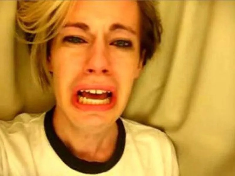 Leave Britney Alone meme template - Chris Crocker is underneath a white bedsheet, tears streaming down their face, mascara smeared, voice breaking with raw emoti