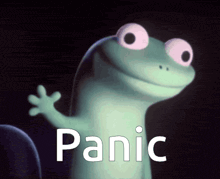 Lizard Button (Panic) With Caption GIF meme template