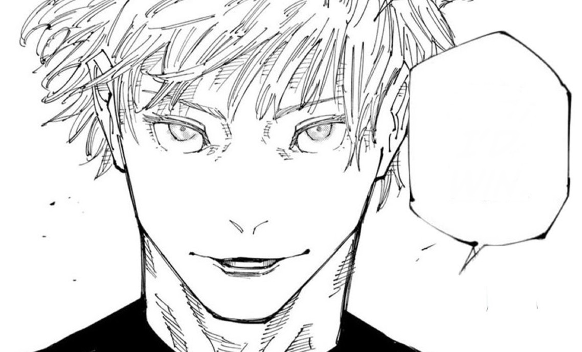 Nah I'd Win meme template - Gojo Satoru in crisp black-and-white manga style, smirking with the particular energy of someone who has never once considere