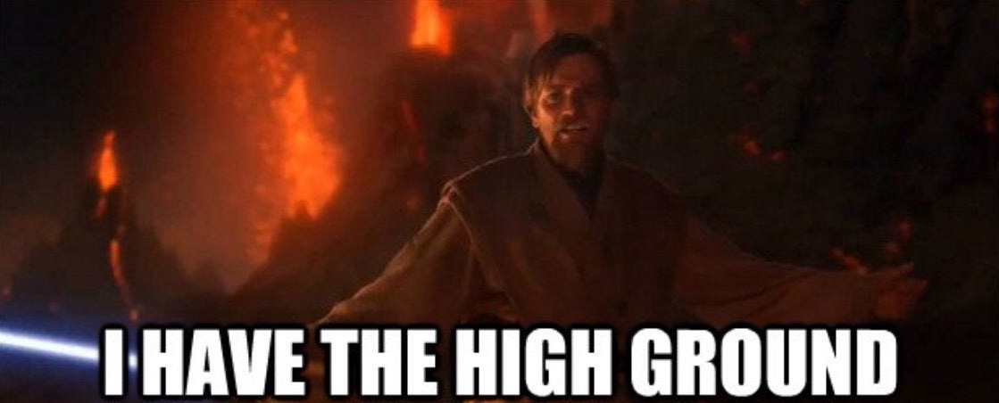 Obi-Wan High Ground With Caption meme template
