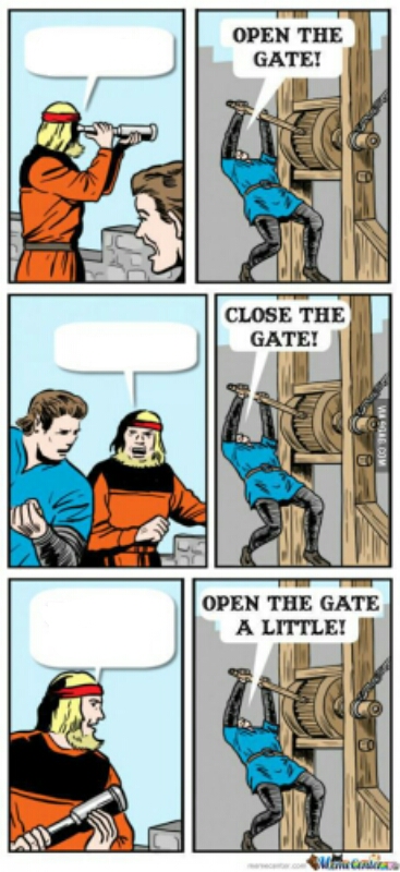 Open The Gate A Little meme template