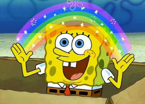 Spongebob Rainbow Imagination meme template