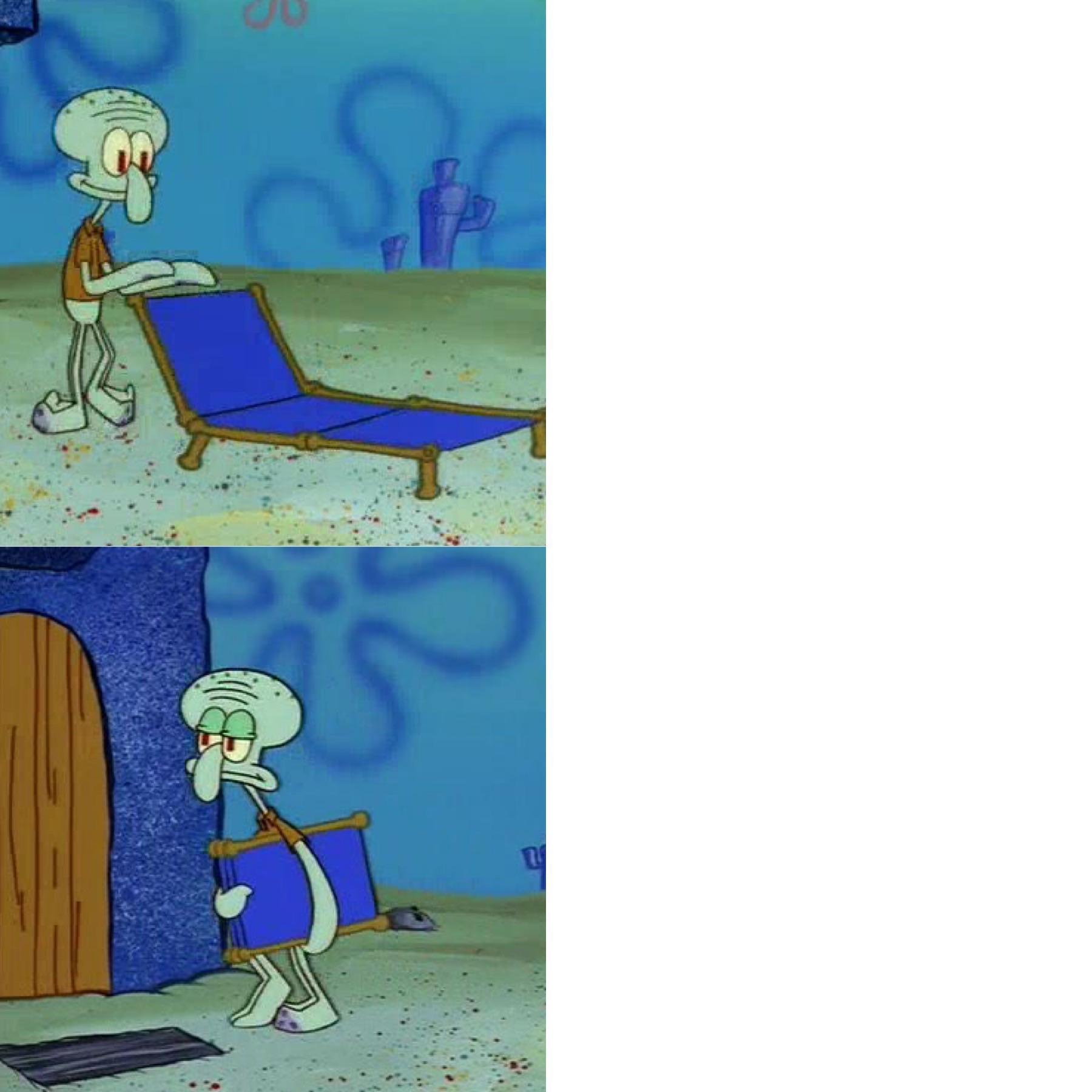 Squidward Folding Chair meme template