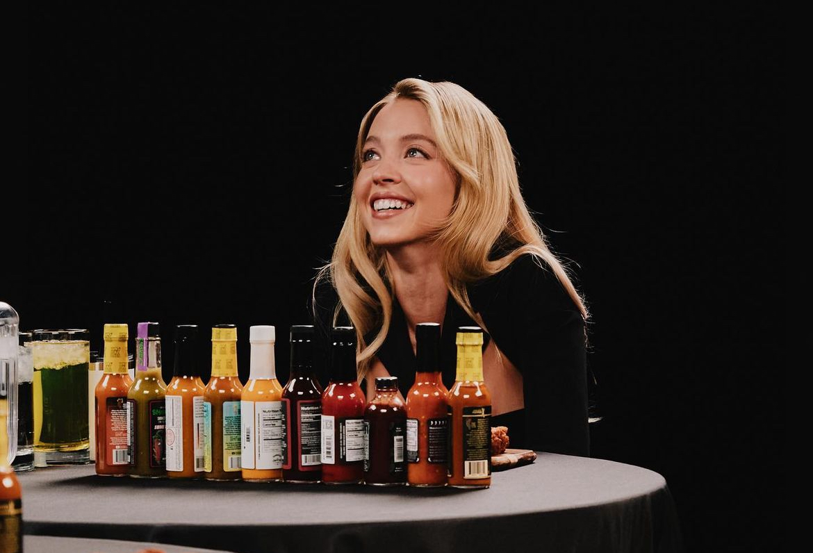 Sydney Sweeney Hot Ones meme template